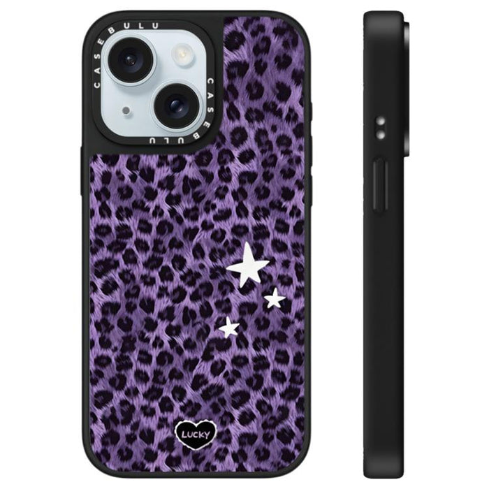 Funda para teléfono con espejo y estampado de leopardo de la serie Stars, For iPhone 16 Pro Max, For iPhone 16 Pro, For iPhone 16 Plus, For iPhone 16, For iPhone 15 Pro Max, For iPhone 15 Pro, For iPhone 15 Plus, For iPhone 15