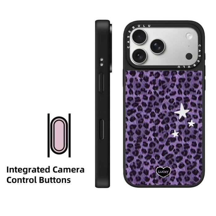 Funda para teléfono con espejo y botón de control de la cámara con estampado de leopardo y estrellas, For iPhone 17 Pro Max, For iPhone 17 Pro, For iPhone 17, For iPhone Air