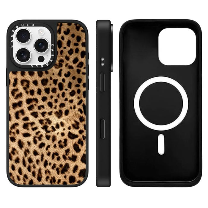Funda magnética para teléfono con espejo y estampado de leopardo de la serie Stars, For iPhone 16 Pro Max, For iPhone 16 Pro, For iPhone 16 Plus, For iPhone 16, For iPhone 15 Pro Max, For iPhone 15 Pro, For iPhone 15 Plus, For iPhone 15