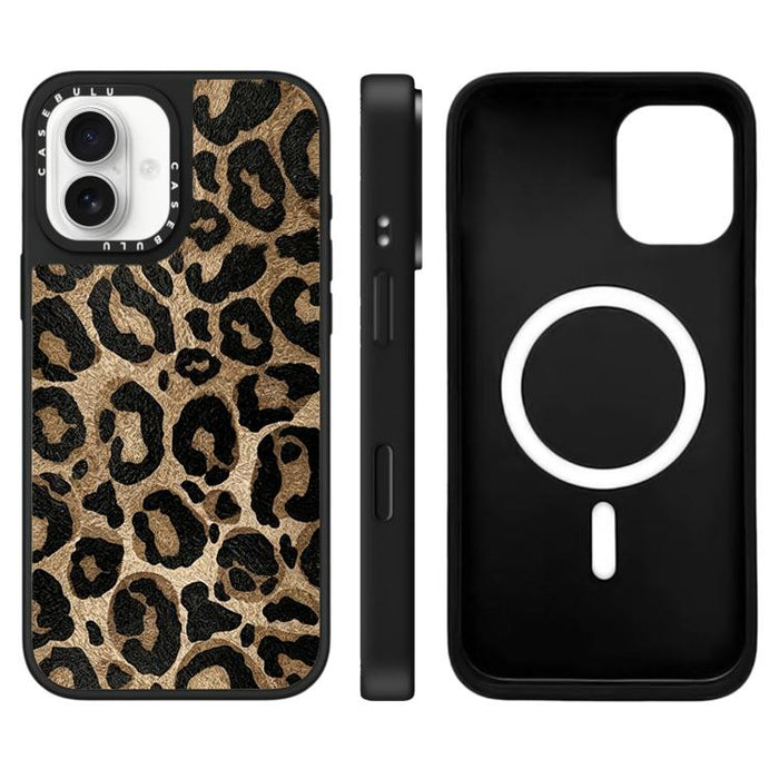 Funda magnética para teléfono con espejo y estampado de leopardo de la serie Stars, For iPhone 16 Pro Max, For iPhone 16 Pro, For iPhone 16 Plus, For iPhone 16, For iPhone 15 Pro Max, For iPhone 15 Pro, For iPhone 15 Plus, For iPhone 15