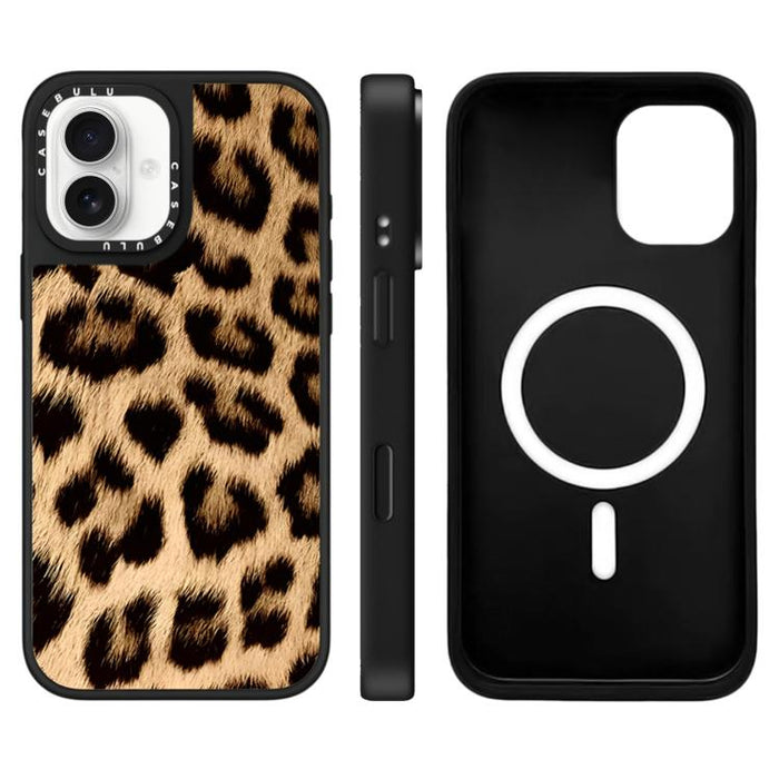 Funda magnética para teléfono con espejo y estampado de leopardo de la serie Stars, For iPhone 16 Pro Max, For iPhone 16 Pro, For iPhone 16 Plus, For iPhone 16, For iPhone 15 Pro Max, For iPhone 15 Pro, For iPhone 15 Plus, For iPhone 15