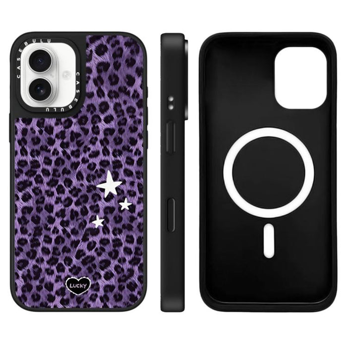 Funda magnética para teléfono con espejo y estampado de leopardo de la serie Stars, For iPhone 16 Pro Max, For iPhone 16 Pro, For iPhone 16 Plus, For iPhone 16, For iPhone 15 Pro Max, For iPhone 15 Pro, For iPhone 15 Plus, For iPhone 15