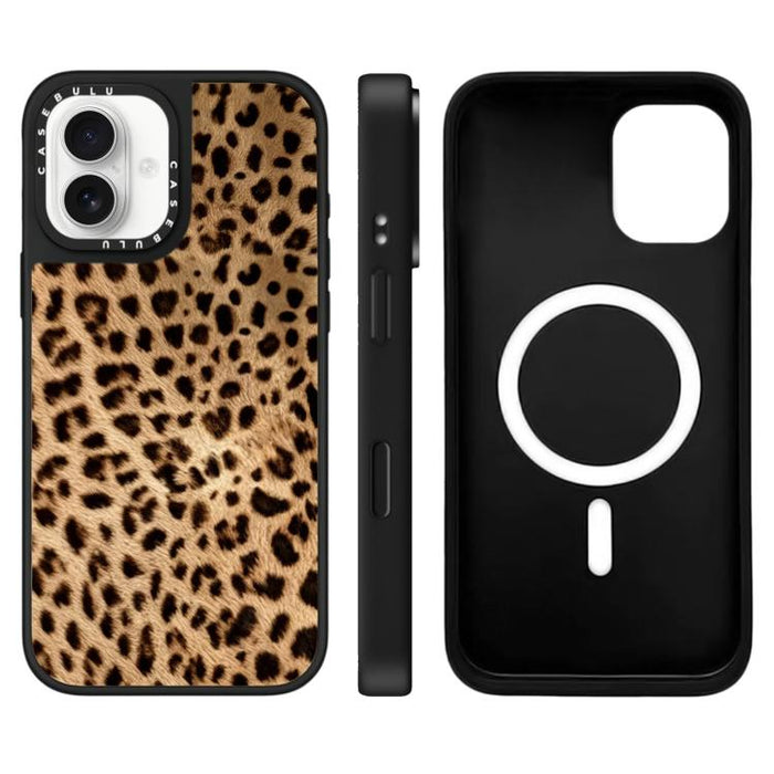 Funda magnética para teléfono con espejo y estampado de leopardo de la serie Stars, For iPhone 16 Pro Max, For iPhone 16 Pro, For iPhone 16 Plus, For iPhone 16, For iPhone 15 Pro Max, For iPhone 15 Pro, For iPhone 15 Plus, For iPhone 15