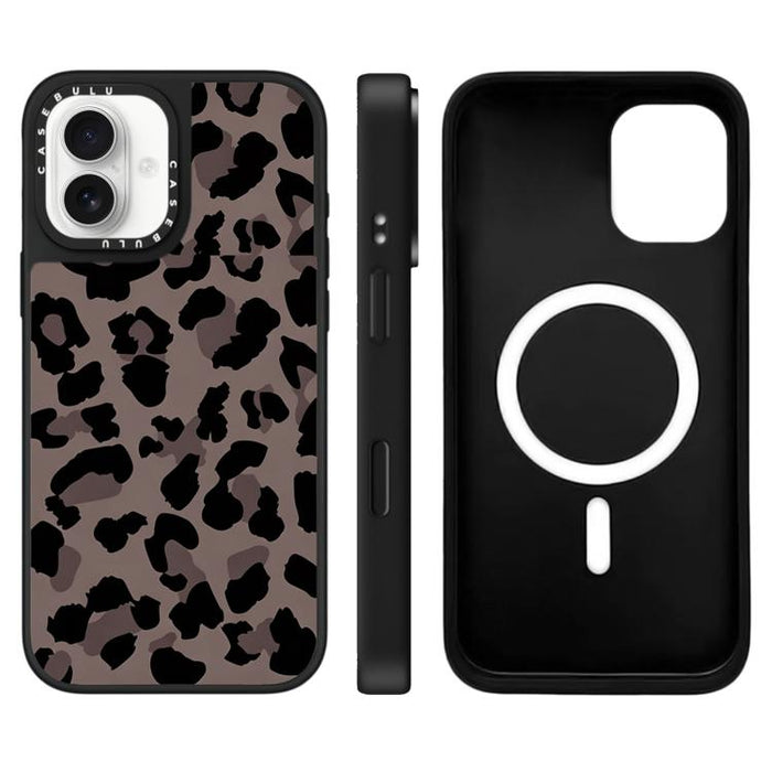 Funda magnética para teléfono con espejo y estampado de leopardo de la serie Stars, For iPhone 16 Pro Max, For iPhone 16 Pro, For iPhone 16 Plus, For iPhone 16, For iPhone 15 Pro Max, For iPhone 15 Pro, For iPhone 15 Plus, For iPhone 15