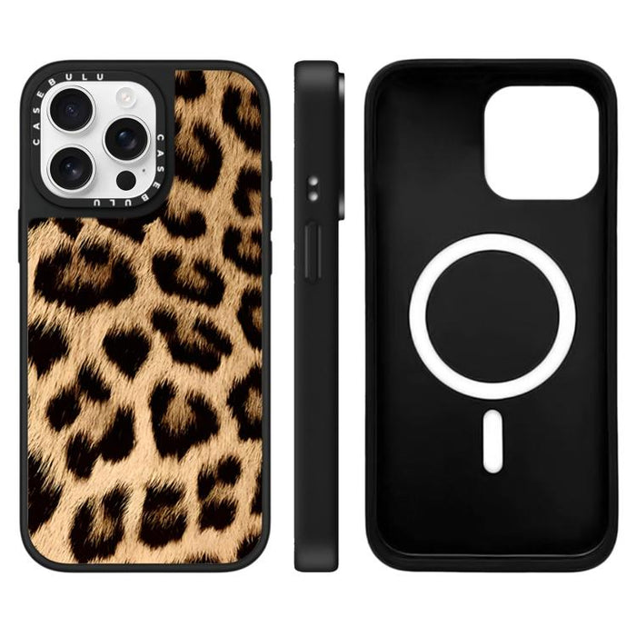 Funda magnética para teléfono con espejo y estampado de leopardo de la serie Stars, For iPhone 16 Pro Max, For iPhone 16 Pro, For iPhone 16 Plus, For iPhone 16, For iPhone 15 Pro Max, For iPhone 15 Pro, For iPhone 15 Plus, For iPhone 15