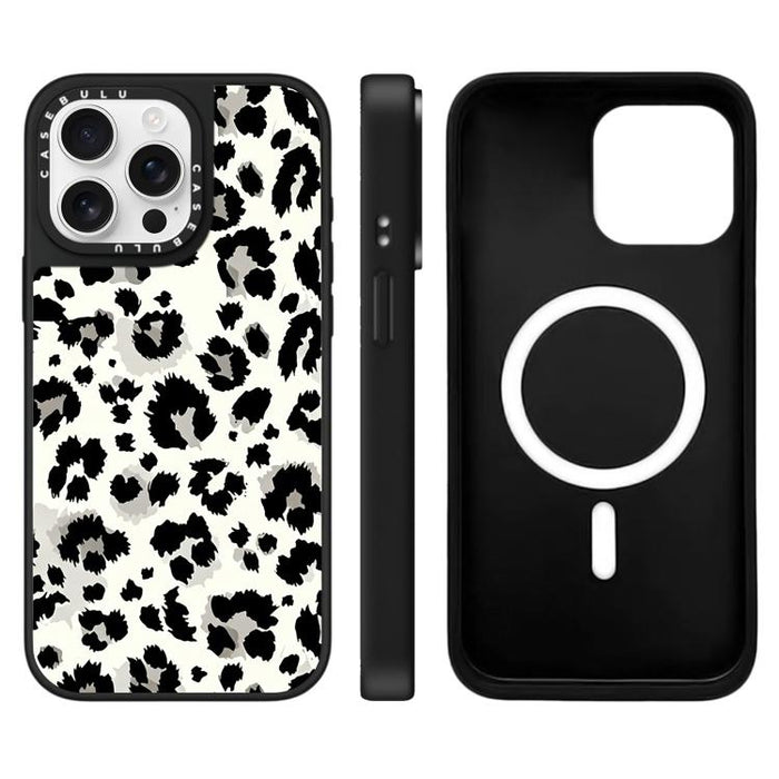 Funda magnética para teléfono con espejo y estampado de leopardo de la serie Stars, For iPhone 16 Pro Max, For iPhone 16 Pro, For iPhone 16 Plus, For iPhone 16, For iPhone 15 Pro Max, For iPhone 15 Pro, For iPhone 15 Plus, For iPhone 15