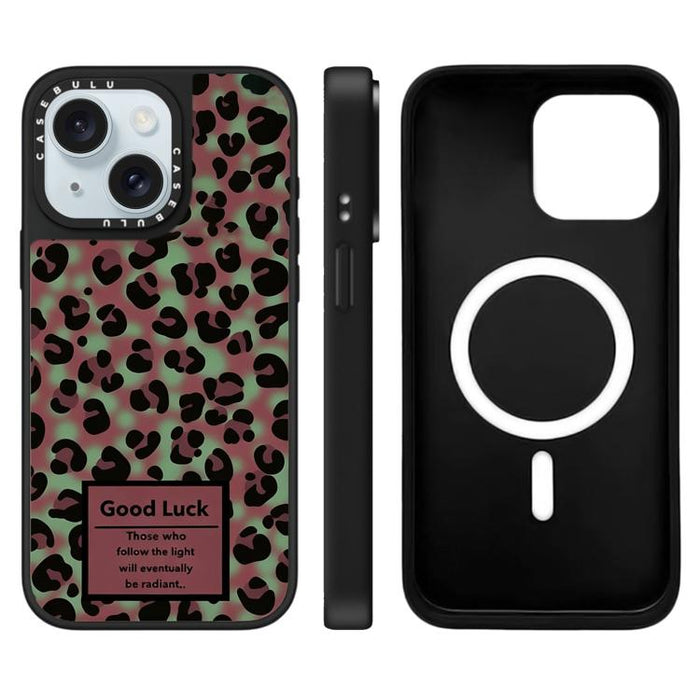 Funda magnética para teléfono con espejo y estampado de leopardo de la serie Stars, For iPhone 16 Pro Max, For iPhone 16 Pro, For iPhone 16 Plus, For iPhone 16, For iPhone 15 Pro Max, For iPhone 15 Pro, For iPhone 15 Plus, For iPhone 15