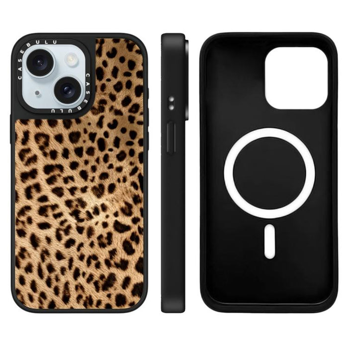 Funda magnética para teléfono con espejo y estampado de leopardo de la serie Stars, For iPhone 16 Pro Max, For iPhone 16 Pro, For iPhone 16 Plus, For iPhone 16, For iPhone 15 Pro Max, For iPhone 15 Pro, For iPhone 15 Plus, For iPhone 15