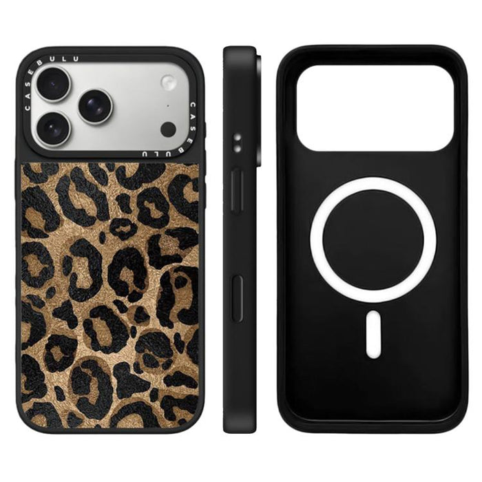 Funda magnética para teléfono con espejo y botón de control de cámara con estampado de leopardo y estrellas, For iPhone 17 Pro Max, For iPhone 17 Pro, For iPhone 17, For iPhone Air