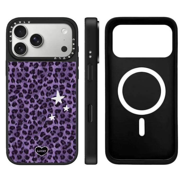 Funda magnética para teléfono con espejo y botón de control de cámara con estampado de leopardo y estrellas, For iPhone 17 Pro Max, For iPhone 17 Pro, For iPhone 17, For iPhone Air