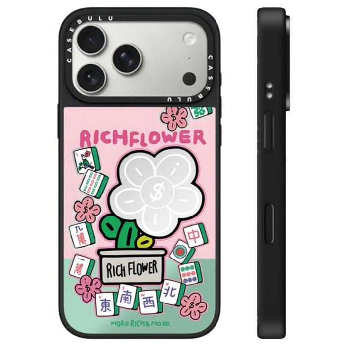 Funda para teléfono con espejo y botón de control de cámara con estampado de la serie Rich Flower, For iPhone 17 Pro Max, For iPhone 17 Pro, For iPhone 17, For iPhone Air
