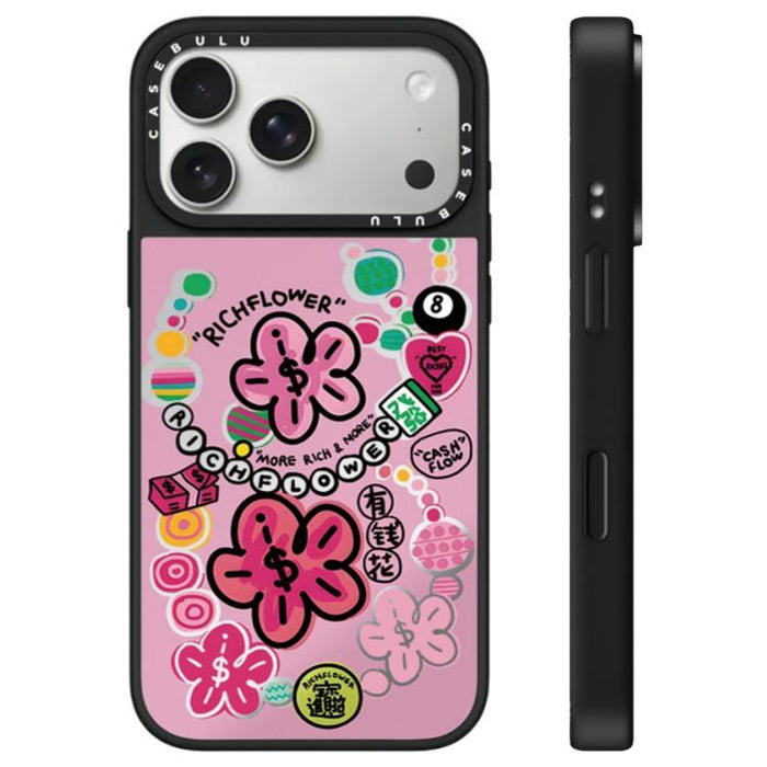 Funda para teléfono con espejo y botón de control de cámara con estampado de la serie Rich Flower, For iPhone 17 Pro Max, For iPhone 17 Pro, For iPhone 17, For iPhone Air