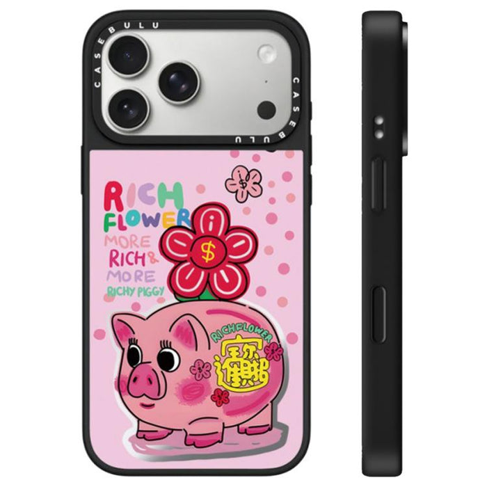 Funda para teléfono con espejo y botón de control de cámara con estampado de la serie Rich Flower, For iPhone 17 Pro Max, For iPhone 17 Pro, For iPhone 17, For iPhone Air