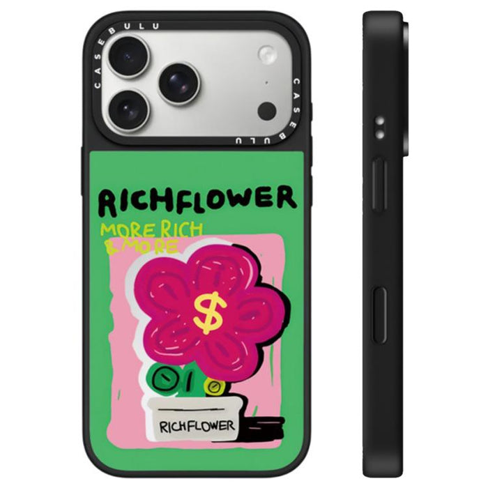 Funda para teléfono con espejo y botón de control de cámara con estampado de la serie Rich Flower, For iPhone 17 Pro Max, For iPhone 17 Pro, For iPhone 17, For iPhone Air