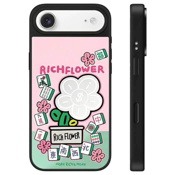 Funda para teléfono con espejo y botón de control de cámara con estampado de la serie Rich Flower, For iPhone 17 Pro Max, For iPhone 17 Pro, For iPhone 17, For iPhone Air