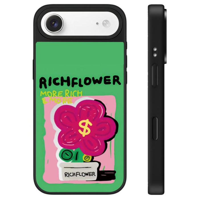Funda para teléfono con espejo y botón de control de cámara con estampado de la serie Rich Flower, For iPhone 17 Pro Max, For iPhone 17 Pro, For iPhone 17, For iPhone Air