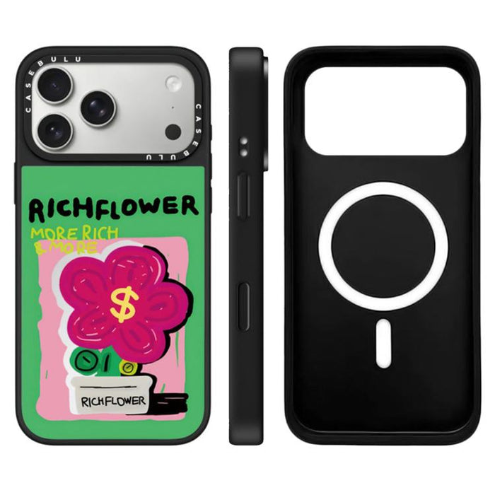 Funda magnética para teléfono con espejo y botón de control de cámara con estampado de la serie Rich Flower, For iPhone 17 Pro Max, For iPhone 17 Pro, For iPhone 17, For iPhone Air