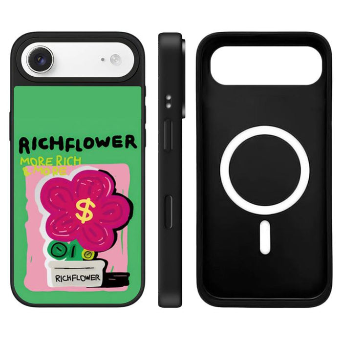 Funda magnética para teléfono con espejo y botón de control de cámara con estampado de la serie Rich Flower, For iPhone 17 Pro Max, For iPhone 17 Pro, For iPhone 17, For iPhone Air
