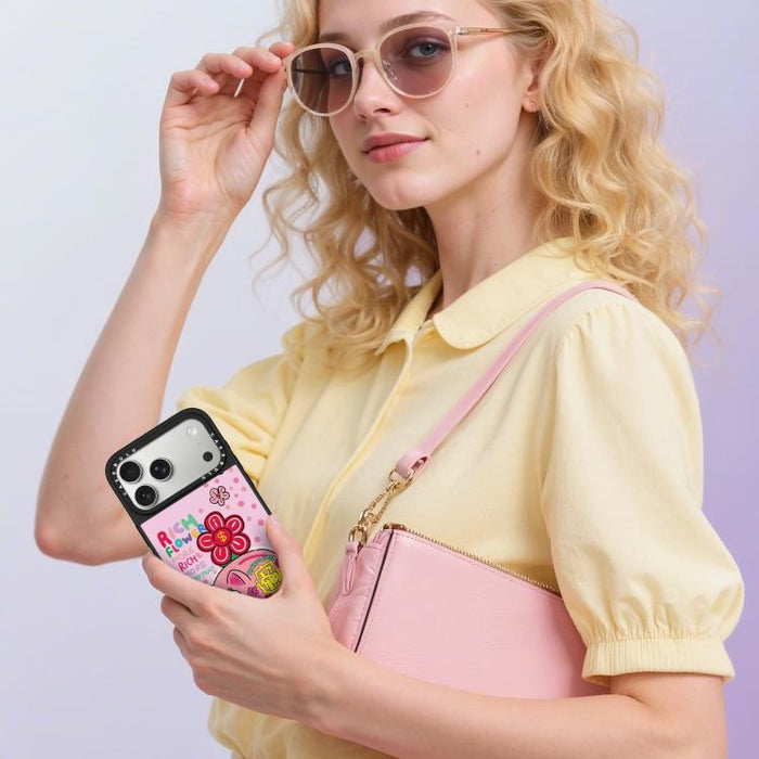 Funda magnética para teléfono con espejo y botón de control de cámara con estampado de la serie Rich Flower, For iPhone 17 Pro Max, For iPhone 17 Pro, For iPhone 17, For iPhone Air