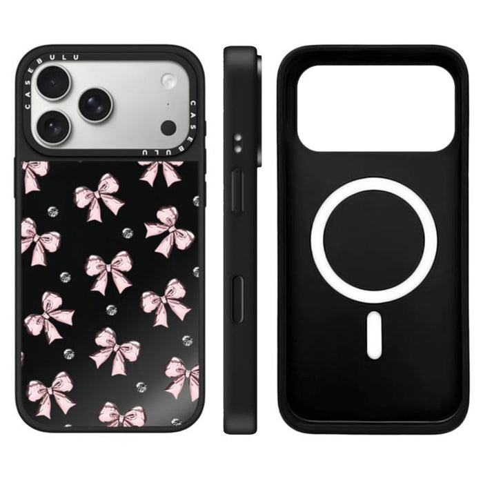 Funda magnética para teléfono con espejo y botón de control de cámara con estampado de leopardo y cerezas de la serie Leopard, For iPhone 17 Pro Max, For iPhone 17 Pro, For iPhone 17, For iPhone Air
