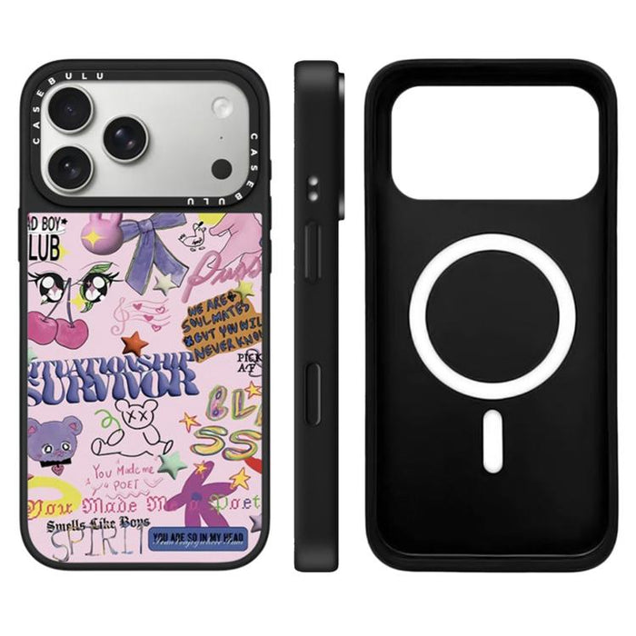Funda magnética para teléfono con espejo y botón de control de cámara con estampado de leopardo y cerezas de la serie Leopard, For iPhone 17 Pro Max, For iPhone 17 Pro, For iPhone 17, For iPhone Air