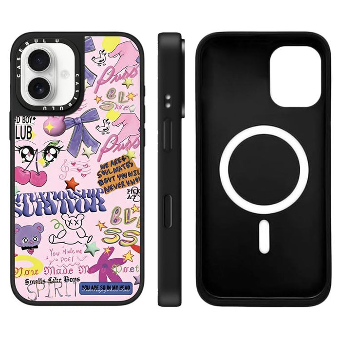 Funda magnética para teléfono con espejo y botón de control de cámara con estampado de leopardo y cerezas de la serie Leopard, For iPhone 17 Pro Max, For iPhone 17 Pro, For iPhone 17, For iPhone Air