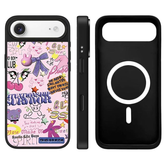 Funda magnética para teléfono con espejo y botón de control de cámara con estampado de leopardo y cerezas de la serie Leopard, For iPhone 17 Pro Max, For iPhone 17 Pro, For iPhone 17, For iPhone Air