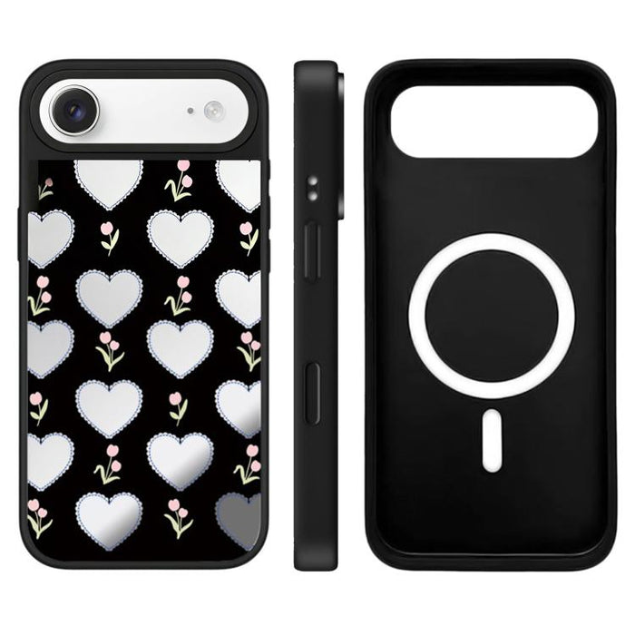 Funda magnética para teléfono con espejo y botón de control de cámara con estampado de leopardo y cerezas de la serie Leopard, For iPhone 17 Pro Max, For iPhone 17 Pro, For iPhone 17, For iPhone Air