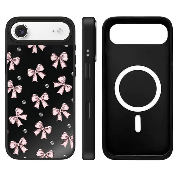Funda magnética para teléfono con espejo y botón de control de cámara con estampado de leopardo y cerezas de la serie Leopard, For iPhone 17 Pro Max, For iPhone 17 Pro, For iPhone 17, For iPhone Air
