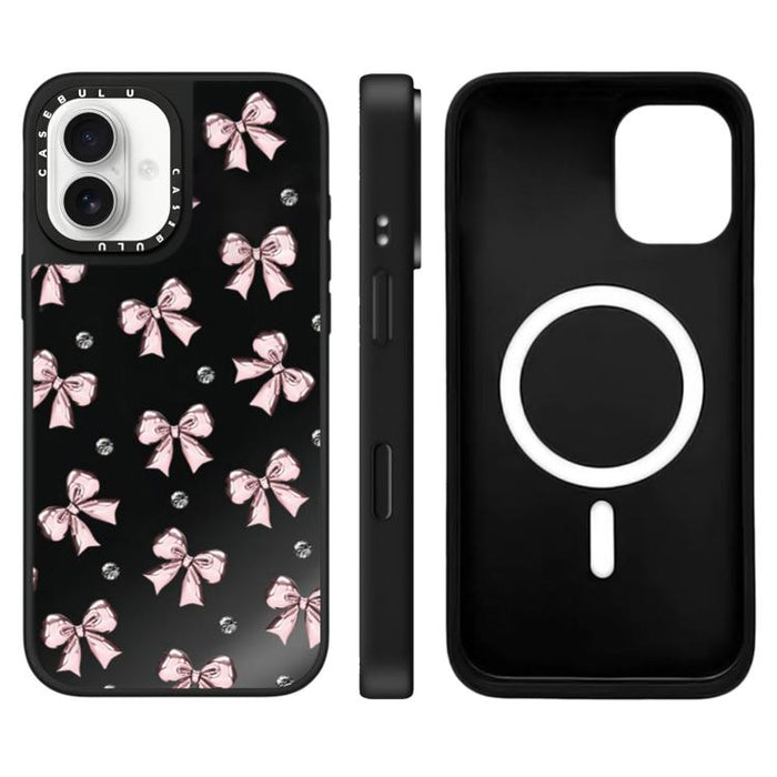 Funda magnética para teléfono con espejo y estampado de leopardo de la serie Cherry, For iPhone 16 Pro Max, For iPhone 16 Pro, For iPhone 16 Plus, For iPhone 16, For iPhone 15 Pro Max, For iPhone 15 Pro, For iPhone 15 Plus, For iPhone 15