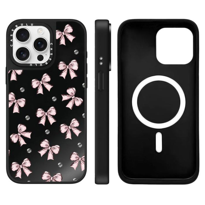 Funda magnética para teléfono con espejo y estampado de leopardo de la serie Cherry, For iPhone 16 Pro Max, For iPhone 16 Pro, For iPhone 16 Plus, For iPhone 16, For iPhone 15 Pro Max, For iPhone 15 Pro, For iPhone 15 Plus, For iPhone 15