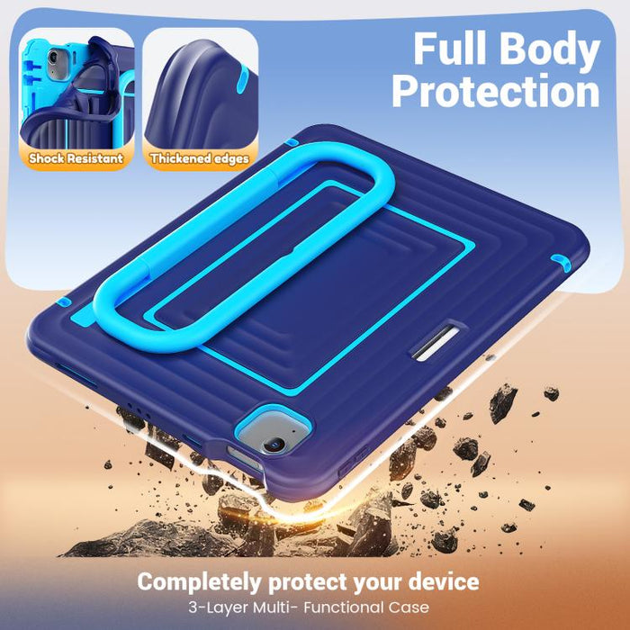 Funda híbrida de silicona con diseño ondulado para tablet y correa para el hombro., For iPad Air 11 2026 / 2025 / 2024, For iPad mini 2024 / mini 6