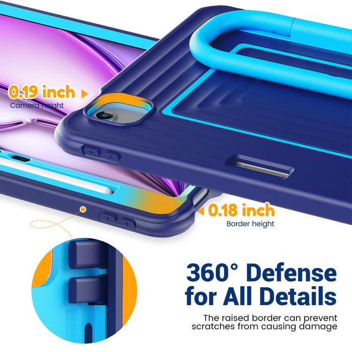 Funda híbrida de silicona con diseño ondulado para tablet y correa para el hombro., For iPad Air 11 2026 / 2025 / 2024, For iPad mini 2024 / mini 6