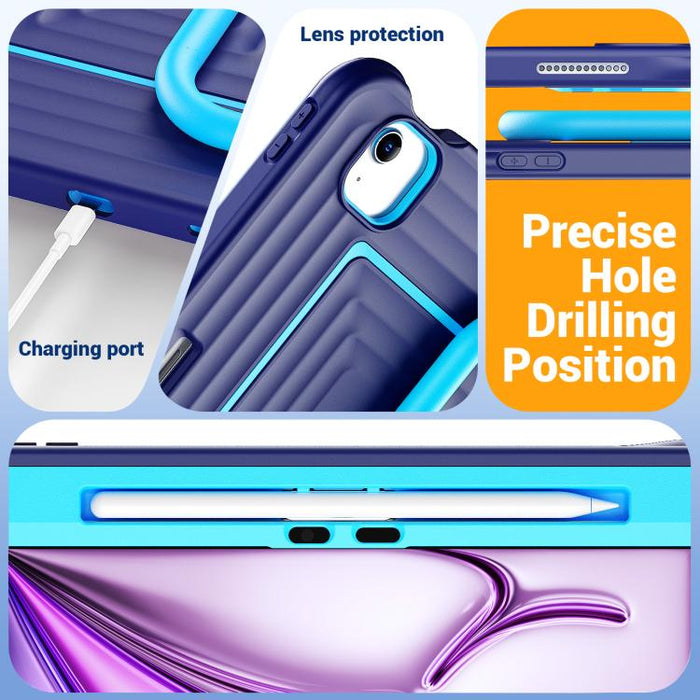 Funda híbrida de silicona con diseño ondulado para tablet y correa para el hombro., For iPad Air 11 2026 / 2025 / 2024, For iPad mini 2024 / mini 6