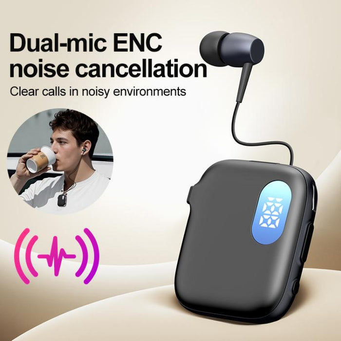 Auriculares Bluetooth de solapa QRSC-K91 AI Edition con pantalla digital LED y cable retráctil de 32 cm.