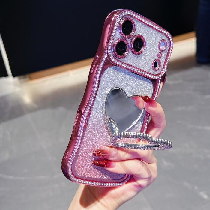 Funda para teléfono de TPU con purpurina y diseño de diamante estrellado, chapada en plata y con espejo de diamantes de imitación., For iPhone 17 Pro Max, For iPhone 17 Pro