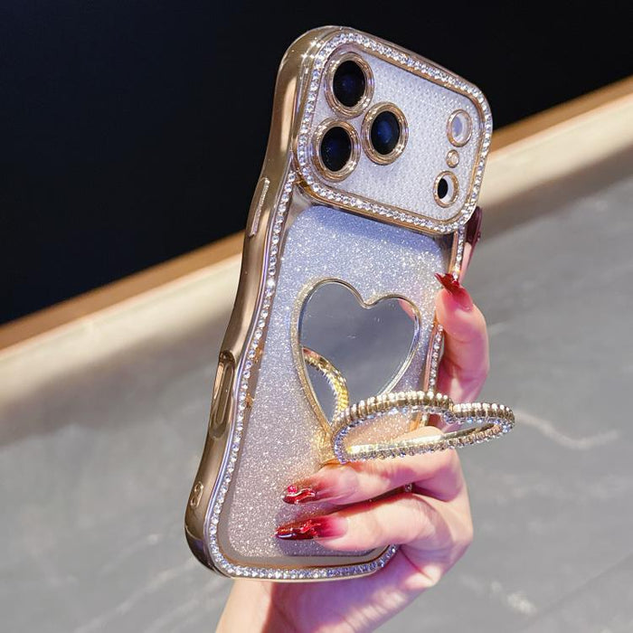 Funda para teléfono de TPU con purpurina y diseño de diamante estrellado, chapada en plata y con espejo de diamantes de imitación., For iPhone 17 Pro Max, For iPhone 17 Pro