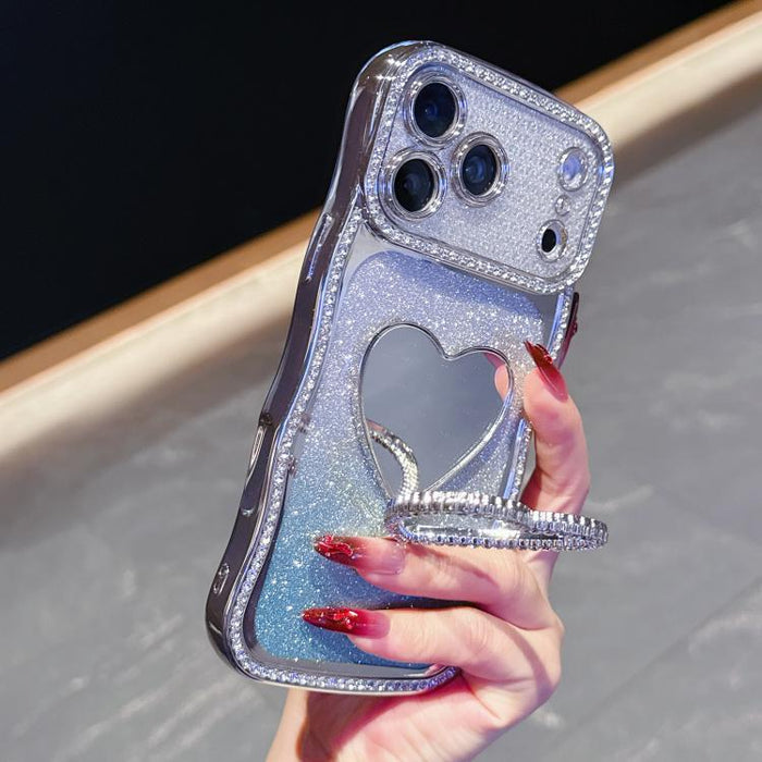 Funda para teléfono de TPU con purpurina y diseño de diamante estrellado, chapada en plata y con espejo de diamantes de imitación., For iPhone 17 Pro Max, For iPhone 17 Pro