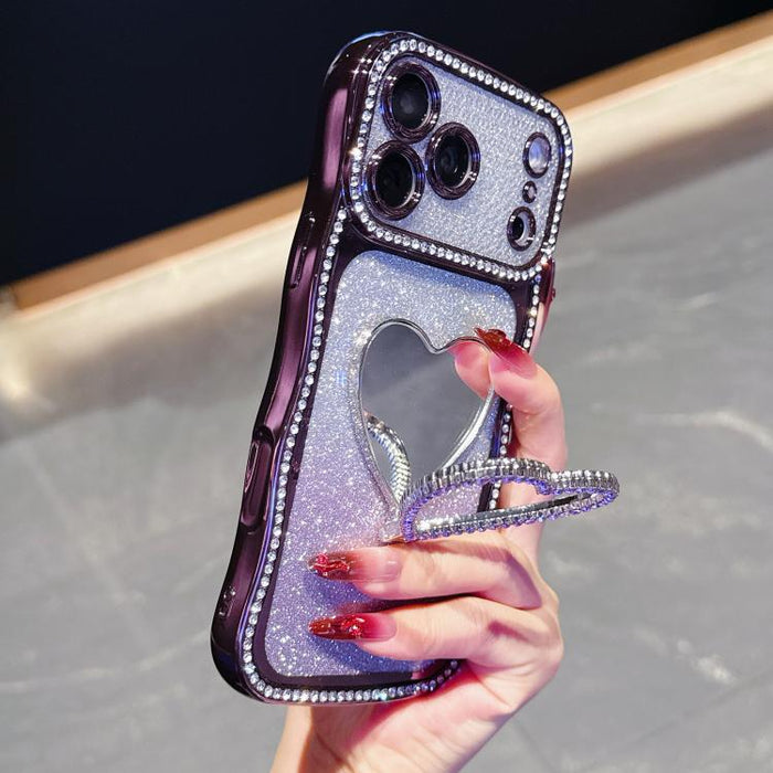Funda para teléfono de TPU con purpurina y diseño de diamante estrellado, chapada en plata y con espejo de diamantes de imitación., For iPhone 17 Pro Max, For iPhone 17 Pro