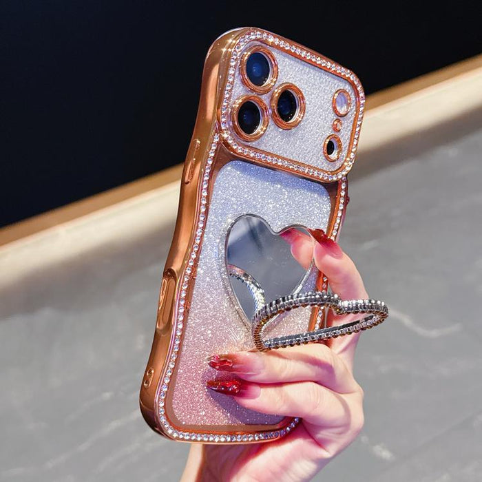 Funda para teléfono de TPU con purpurina y diseño de diamante estrellado, chapada en plata y con espejo de diamantes de imitación., For iPhone 17 Pro Max, For iPhone 17 Pro