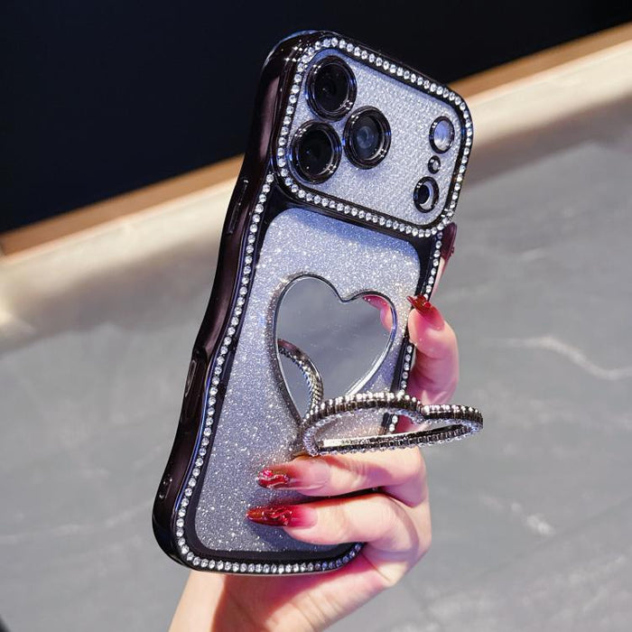 Funda para teléfono de TPU con purpurina y diseño de diamante estrellado, chapada en plata y con espejo de diamantes de imitación., For iPhone 17 Pro Max, For iPhone 17 Pro