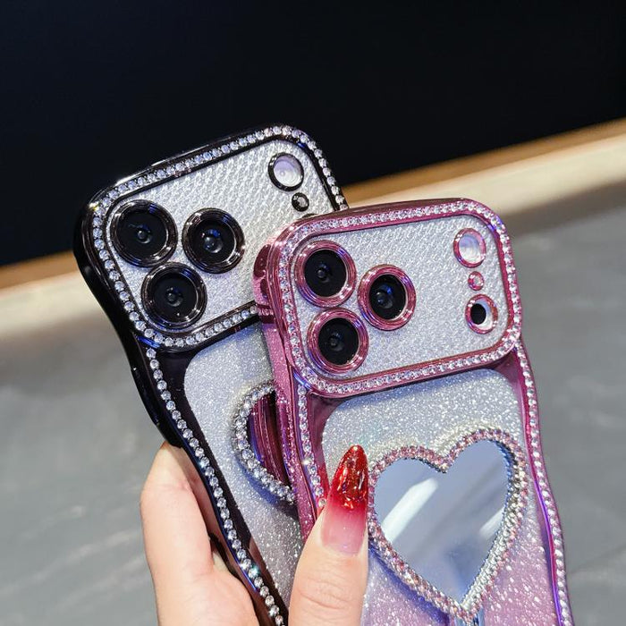 Funda para teléfono de TPU con purpurina y diseño de diamante estrellado, chapada en plata y con espejo de diamantes de imitación., For iPhone 17 Pro Max, For iPhone 17 Pro