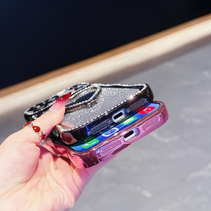 Funda para teléfono de TPU con purpurina y diseño de diamante estrellado, chapada en plata y con espejo de diamantes de imitación., For iPhone 17 Pro Max, For iPhone 17 Pro