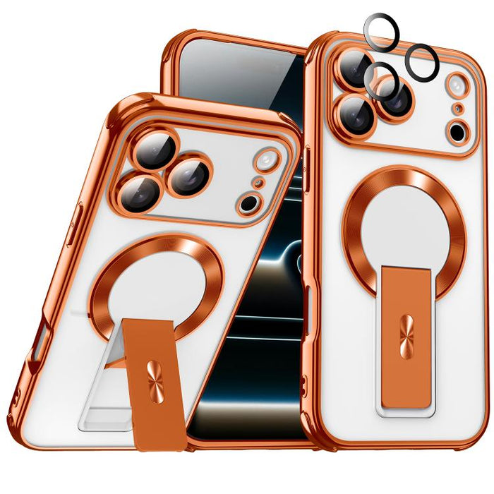 Funda magnética antigolpes con soporte invisible y airbag de cuatro esquinas, chapada en plata de ley Phantom., For iPhone 17 Pro Max, For iPhone 17 Pro, For iPhone 17, For iPhone 16 Pro Max, For iPhone 16 Pro, For iPhone 16