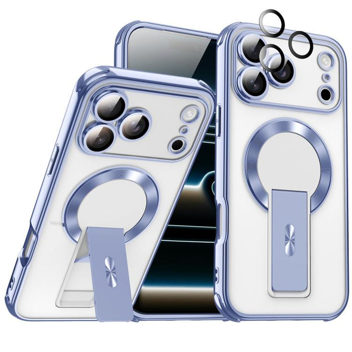 Funda magnética antigolpes con soporte invisible y airbag de cuatro esquinas, chapada en plata de ley Phantom., For iPhone 17 Pro Max, For iPhone 17 Pro, For iPhone 17, For iPhone 16 Pro Max, For iPhone 16 Pro, For iPhone 16