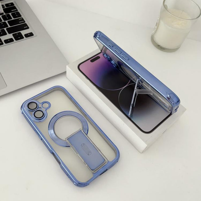 Funda magnética antigolpes con soporte invisible y airbag de cuatro esquinas, chapada en plata de ley Phantom., For iPhone 17 Pro Max, For iPhone 17 Pro, For iPhone 17, For iPhone 16 Pro Max, For iPhone 16 Pro, For iPhone 16