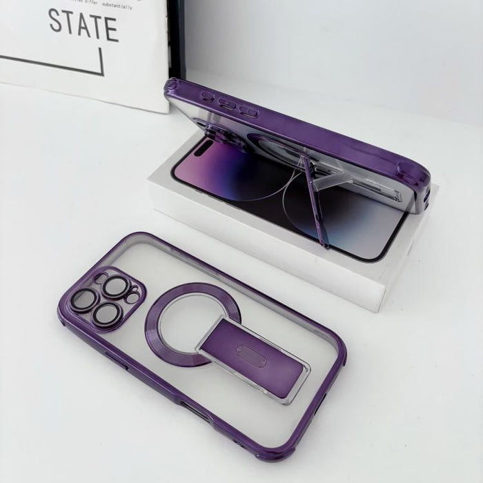 Funda magnética antigolpes con soporte invisible y airbag de cuatro esquinas, chapada en plata de ley Phantom., For iPhone 17 Pro Max, For iPhone 17 Pro, For iPhone 17, For iPhone 16 Pro Max, For iPhone 16 Pro, For iPhone 16