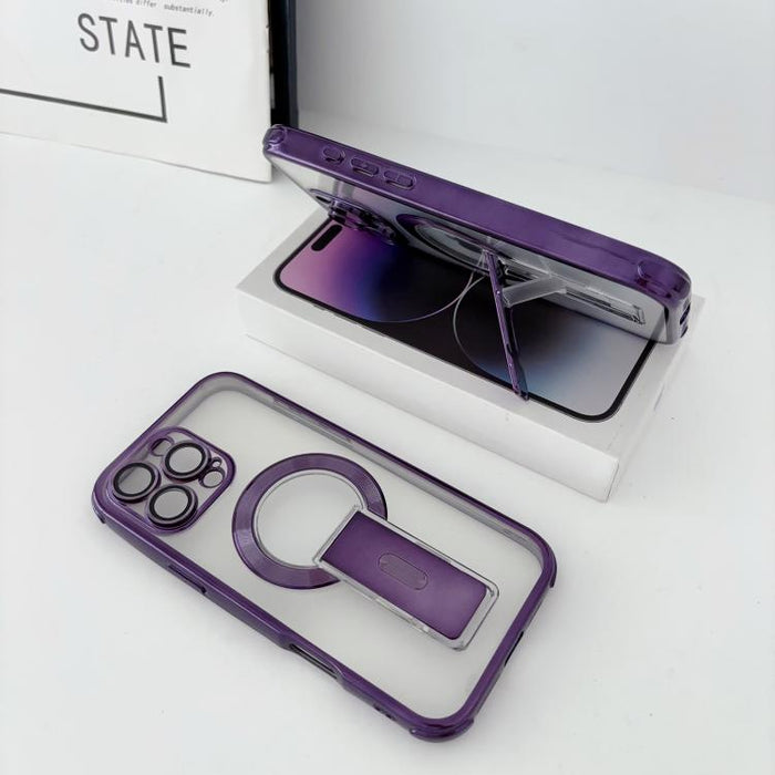 Funda magnética antigolpes con soporte invisible y airbag de cuatro esquinas, chapada en plata de ley Phantom., For iPhone 17 Pro Max, For iPhone 17 Pro, For iPhone 17, For iPhone 16 Pro Max, For iPhone 16 Pro, For iPhone 16