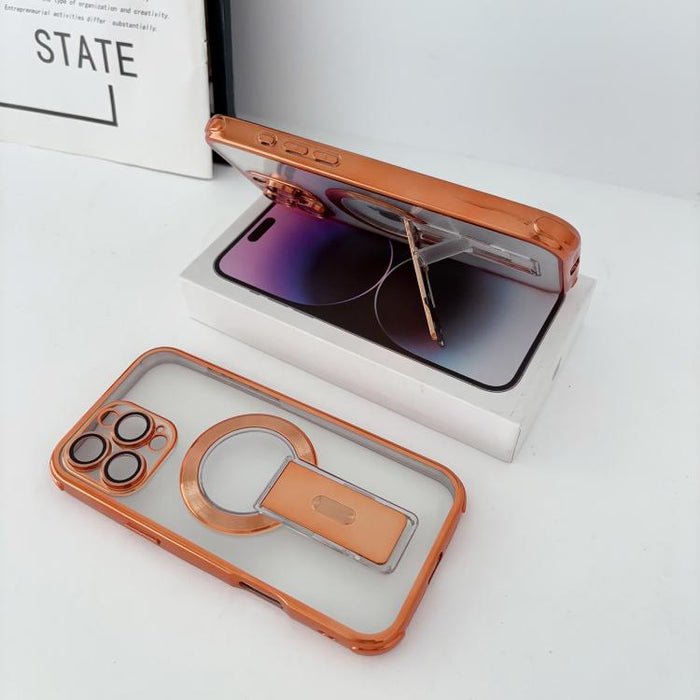 Funda magnética antigolpes con soporte invisible y airbag de cuatro esquinas, chapada en plata de ley Phantom., For iPhone 17 Pro Max, For iPhone 17 Pro, For iPhone 17, For iPhone 16 Pro Max, For iPhone 16 Pro, For iPhone 16