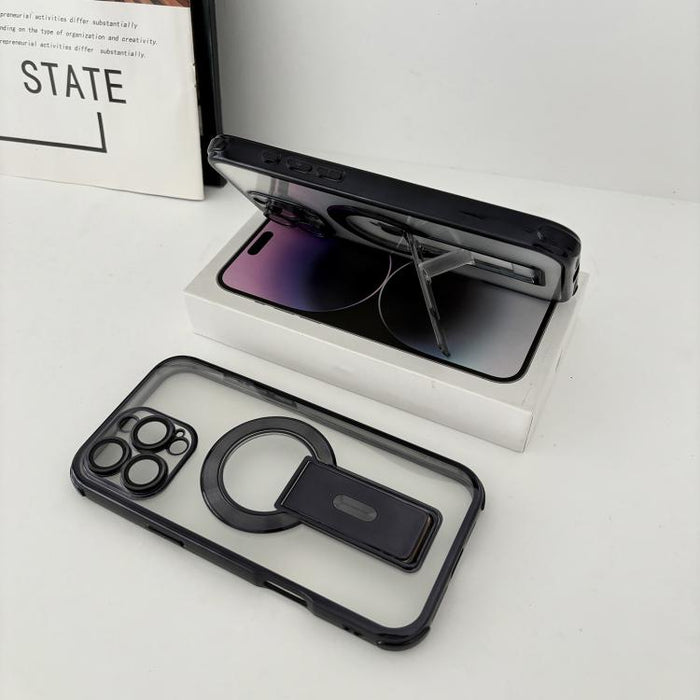 Funda magnética antigolpes con soporte invisible y airbag de cuatro esquinas, chapada en plata de ley Phantom., For iPhone 17 Pro Max, For iPhone 17 Pro, For iPhone 17, For iPhone 16 Pro Max, For iPhone 16 Pro, For iPhone 16
